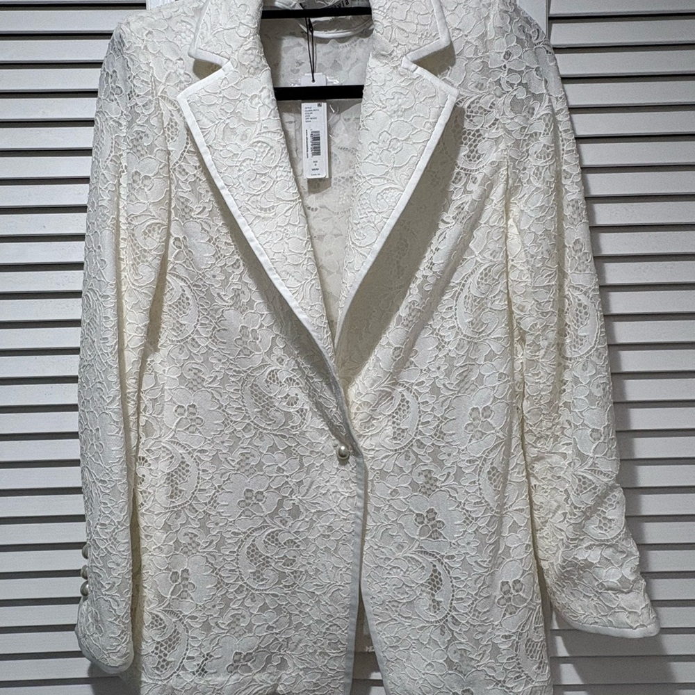 Alice + Olivia White Lace Blazer